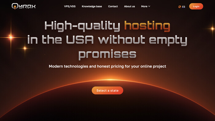 Скриншот хостера Qyrax