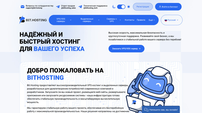 Скриншот хостера Bit.Hosting