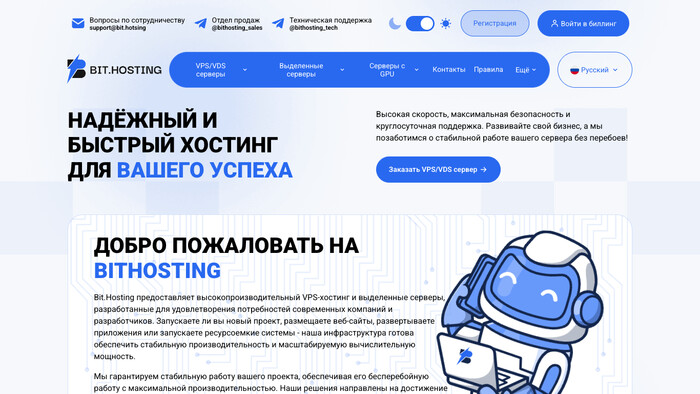 Скриншот хостера Bit.Hosting