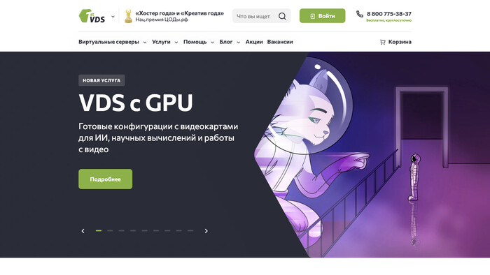 Скриншот хостера FirstVDS
