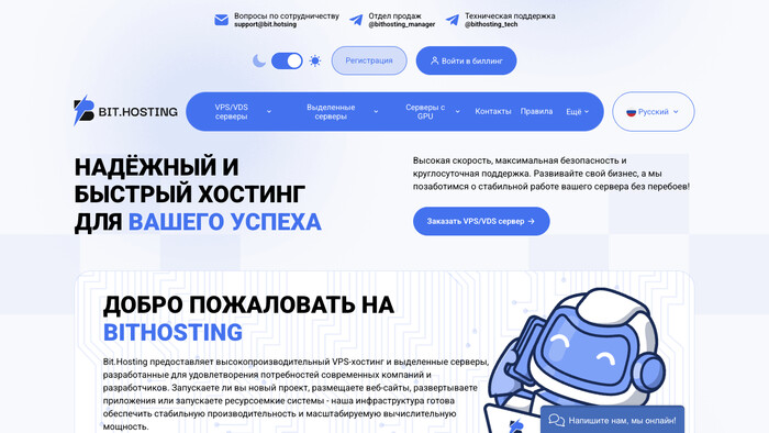 Скриншот хостера Bit.Hosting