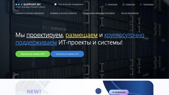Скриншот хостера Support.by