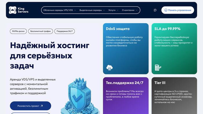 Скриншот хостера King Servers