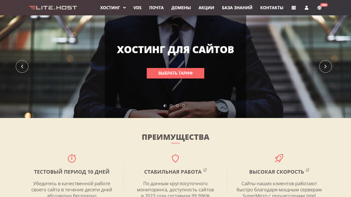 Скриншот хостера LITE.HOST