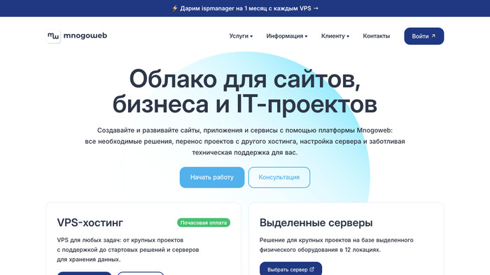 Скриншот хостера Mnogoweb