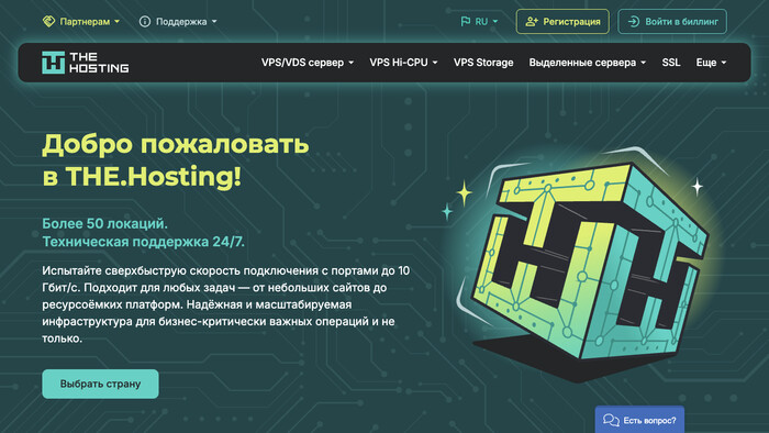 Скриншот хостера THE.Hosting