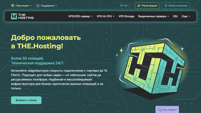 Скриншот хостера THE.Hosting