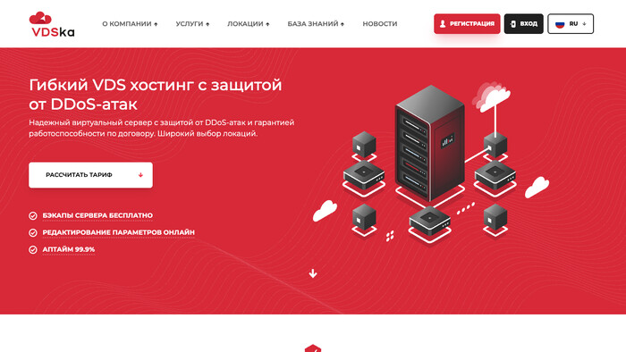 Скриншот хостера VDSka