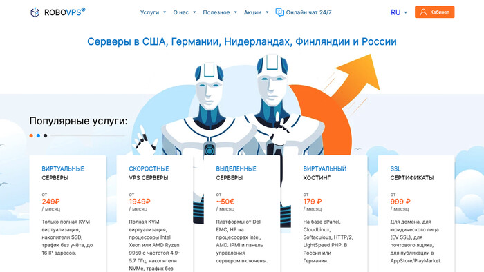 Скриншот хостера RoboVPS