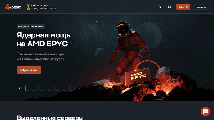 Скриншот хостера FirstDEDIC