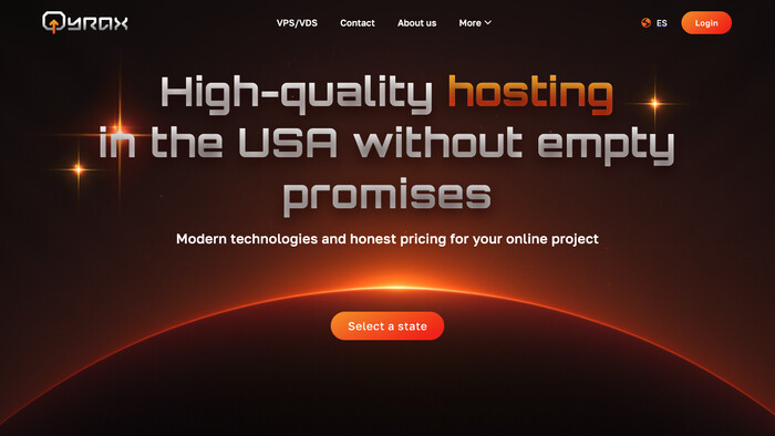 Скриншот хостера Qyrax