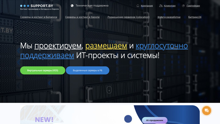 Скриншот хостера Support.by