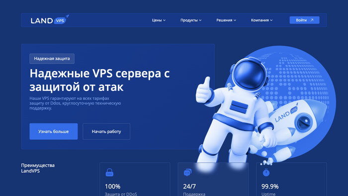 Скриншот хостера LandVPS