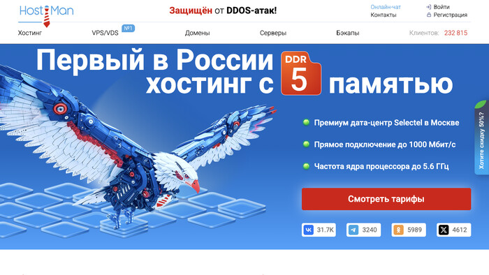 Скриншот хостера HostiMan