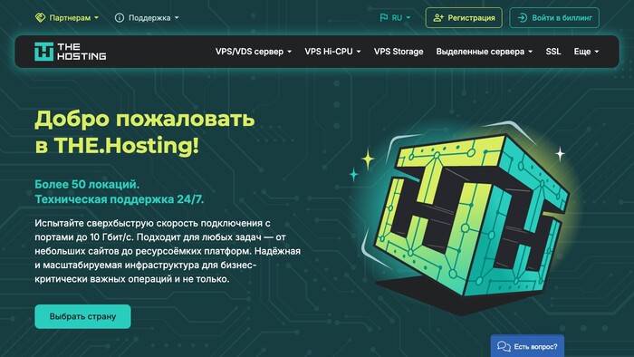 Скриншот хостера THE.Hosting