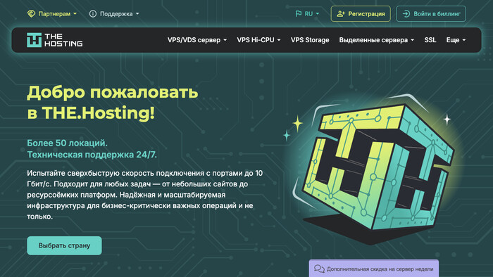 Скриншот хостера THE.Hosting